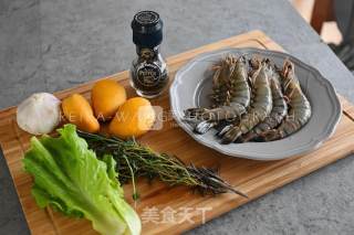 #aca烤明星大赛# Herb Roasted Prawns with Fully Cooked Mango recipe