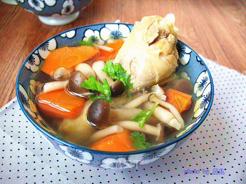Chicken Drumsticks Carrot and Mushroom Soup recipe