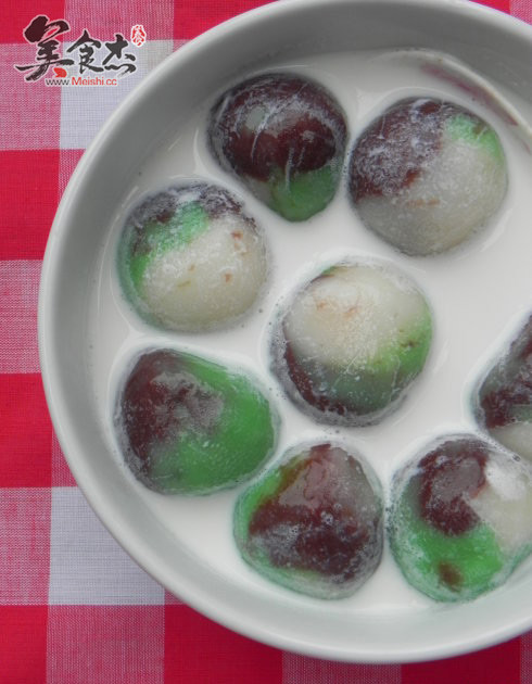 Three-color Agate and Red Bean Paste Glutinous Rice Balls recipe