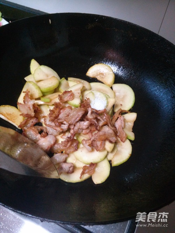 Stir-fried Pugua with Twice Cooked Pork recipe