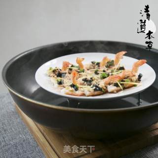 Steamed Shrimp with Black and White Garlic recipe