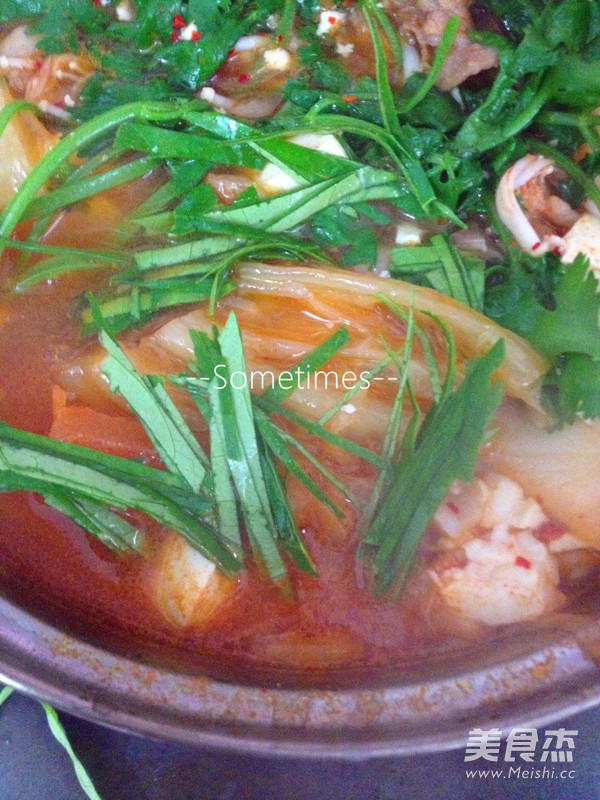 Kimchi and Enoki Mushroom Beef Tofu Pot recipe