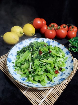 Stir-fried Mustard Greens with Minced Garlic and Dried Chilies recipe