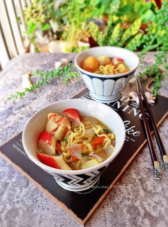 Curry Fish Ball Noodles#中卓牛骨汤面# recipe