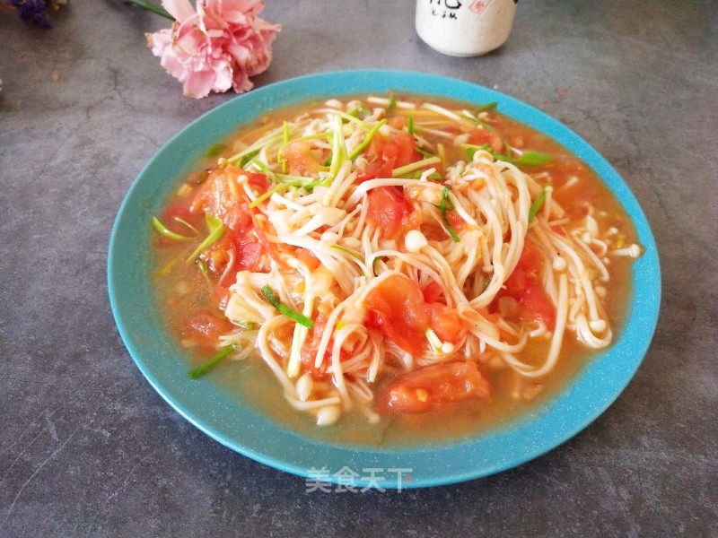 Stir-fried Tomatoes with Enoki Mushroom recipe