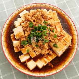 Steamed Soft Tofu with Minced Pork Topped recipe
