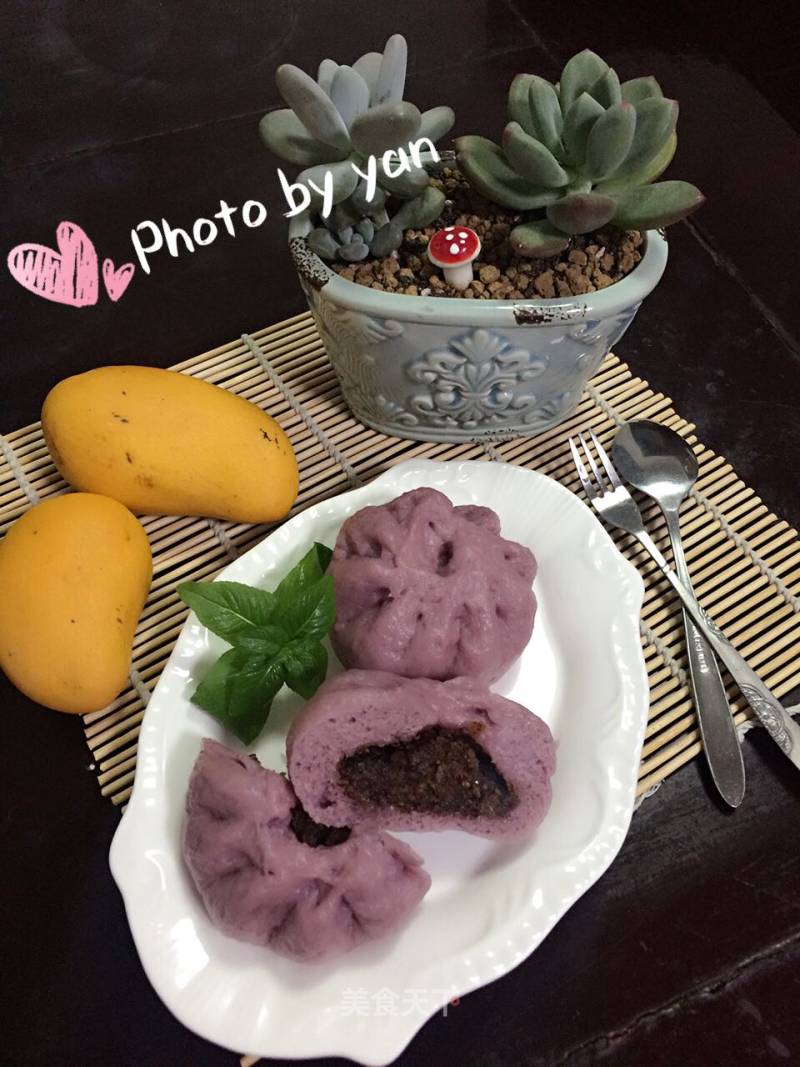 #aca烤明星大赛#purple Sweet Potato Whole Wheat Jujube Puree Small Buns recipe