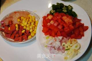 Tomato Shrimp Pasta with Okra Green Pepper recipe