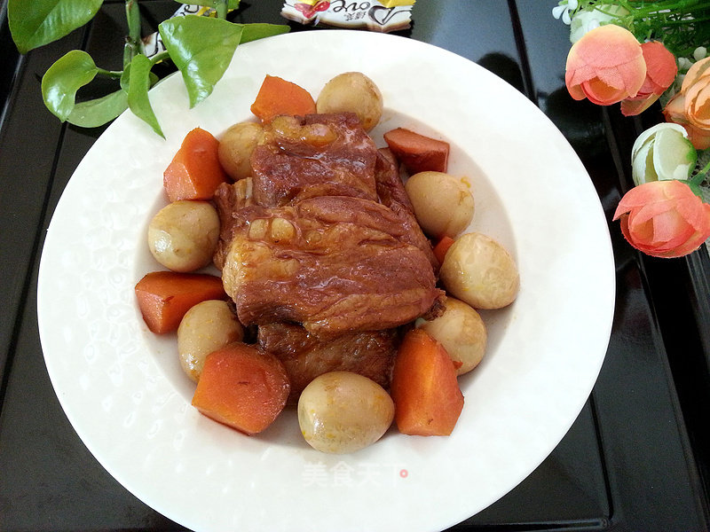 Braised Pork Ribs with Quail Eggs recipe