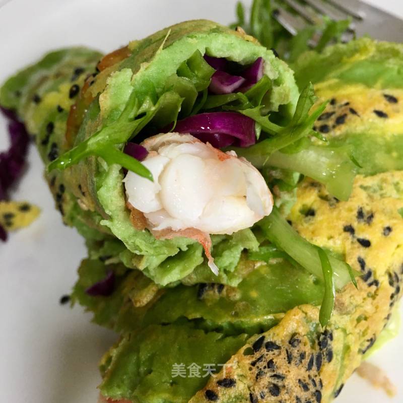 Jade Pancakes, Shrimp and Seasonal Vegetable Rolls recipe