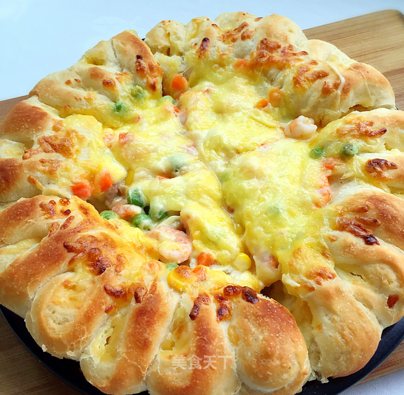 Cheese Heart Chicken and Shrimp Pizza recipe