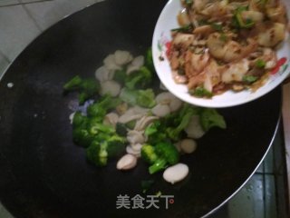 Stir-fried Pork Head with Broccoli and Pleurotus recipe