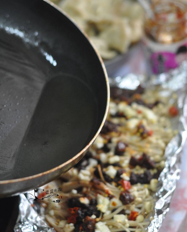 Grilled Enoki Mushrooms with Shiitake Sauce recipe