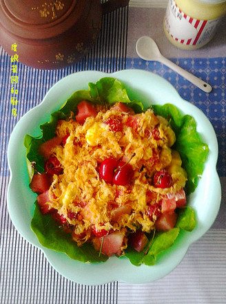 Meat Floss Vegetable and Fruit Salad recipe