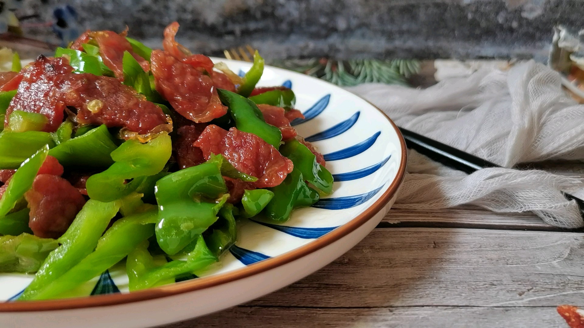 Stir-fried Sausage with Green Pickled Peppers recipe