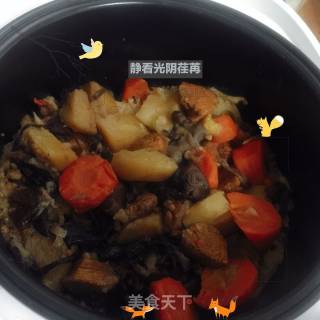 【northeastern Cuisine】claypot Rice with Chicken and Mushroom recipe