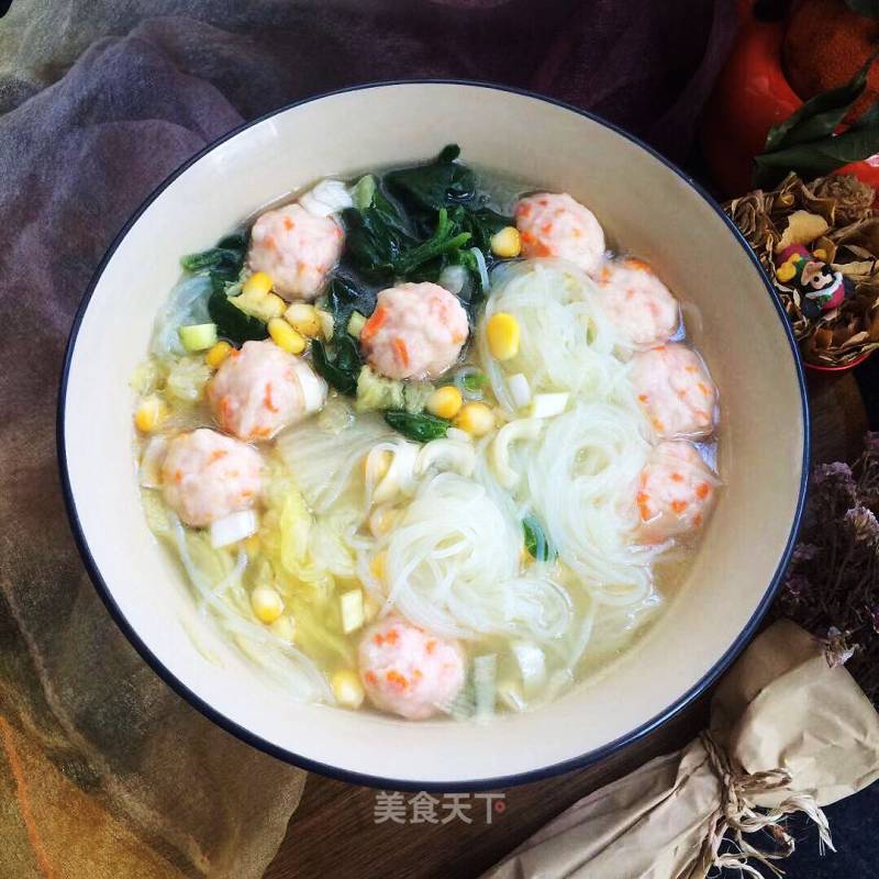 Vermicelli Spinach Fish Ball Soup recipe