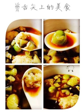 Red Stewed Eggplant Scallop Soup