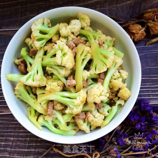 Stir-fried Cauliflower with Diced Pork recipe