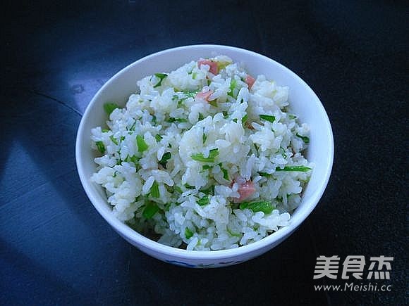 Fried Rice with Spinach Stalks recipe