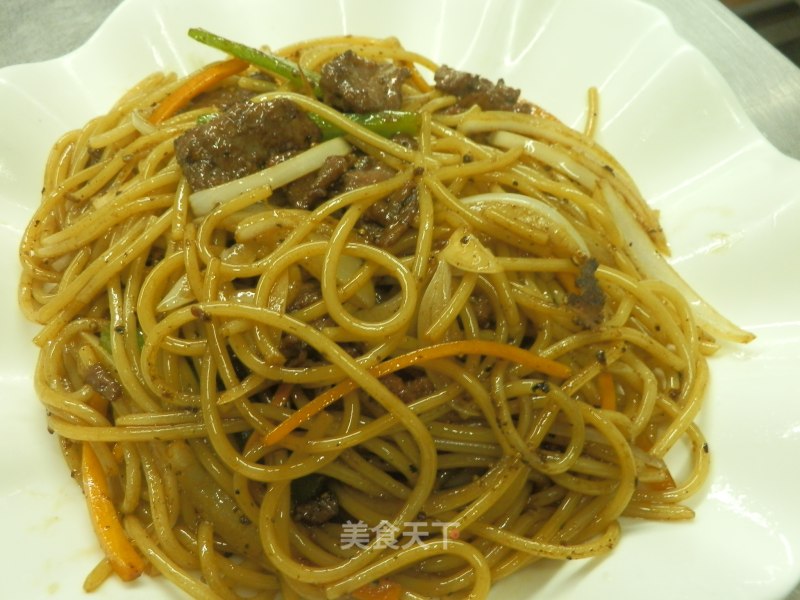 Good Chef's "black Pepper Beef Stir-fried Spaghetti" Chinese Stir-fry recipe