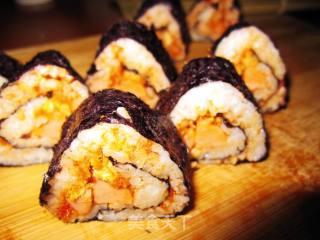 Produced by Xiaowenzi~~【spicy Ham and Floss Sushi】 recipe