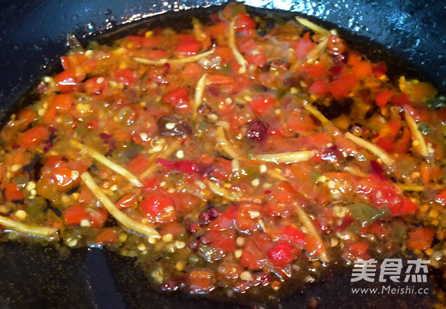 Baked Grilled Fish with Pickled Peppers and Basil recipe