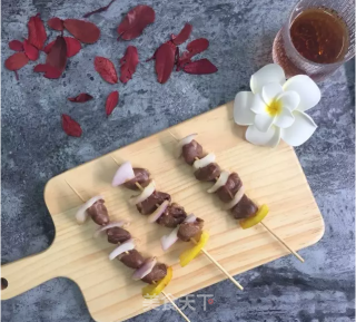 Pepper Chicken Skewers, Bell Pepper and Onion Chicken Heart Skewers recipe