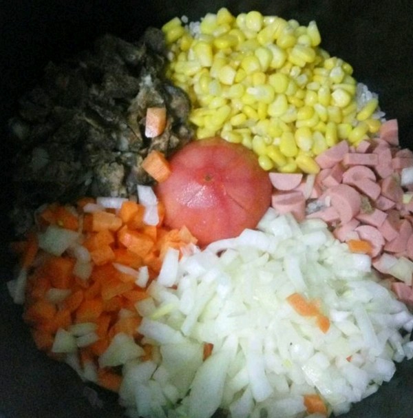 Ham and Carrot Steamed Rice recipe