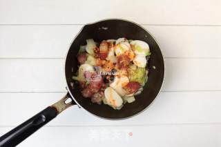 Stir-fried Rice Cake with Sausage recipe