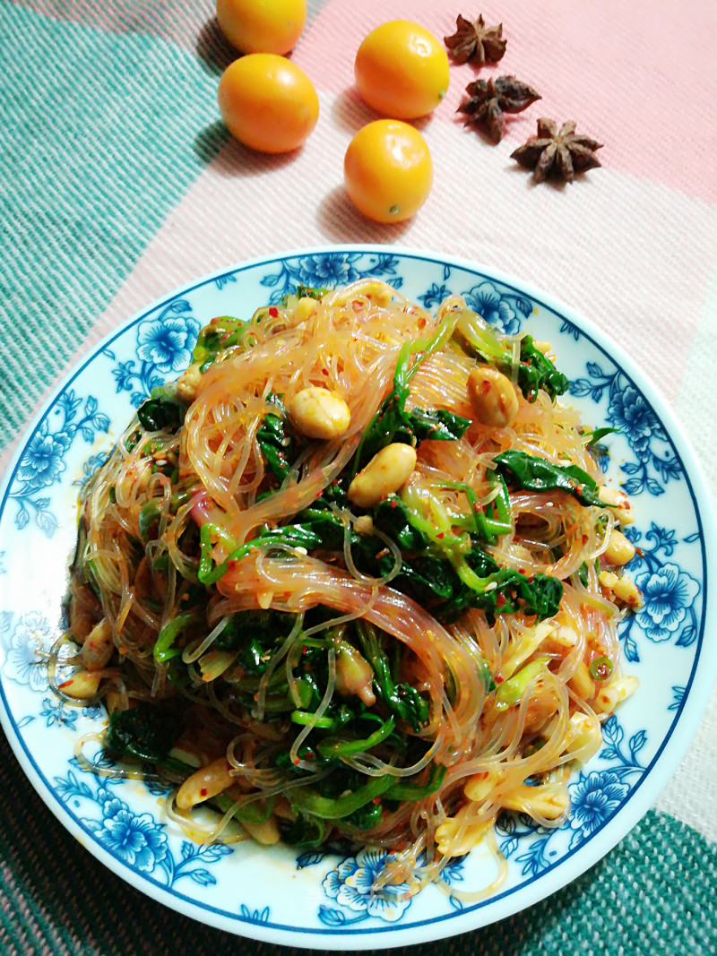 Spicy Spinach Mixed with Vermicelli recipe