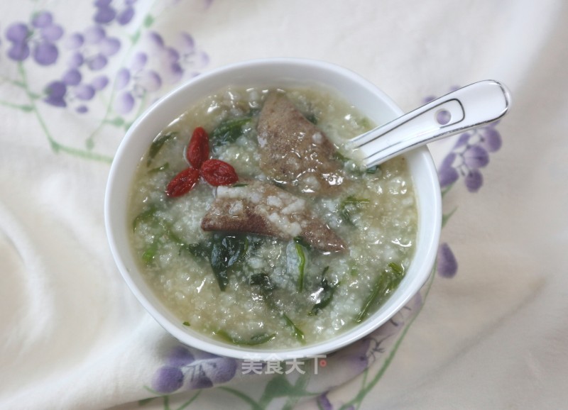 Spinach and Pork Liver Congee recipe