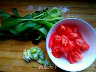 Shrimp and Omelette Tomato Noodle Soup recipe