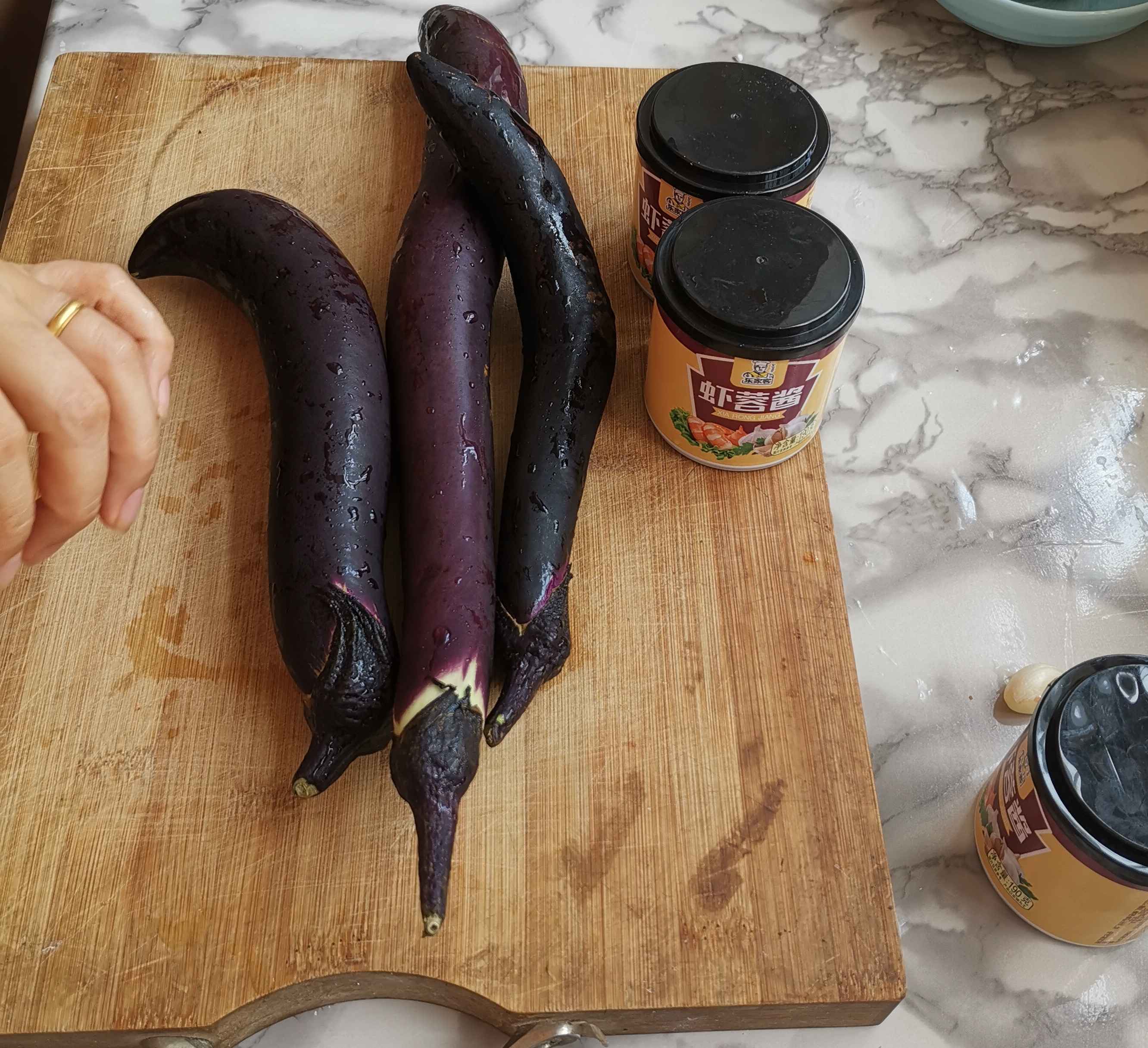 Steamed Eggplant with Shrimp Paste recipe
