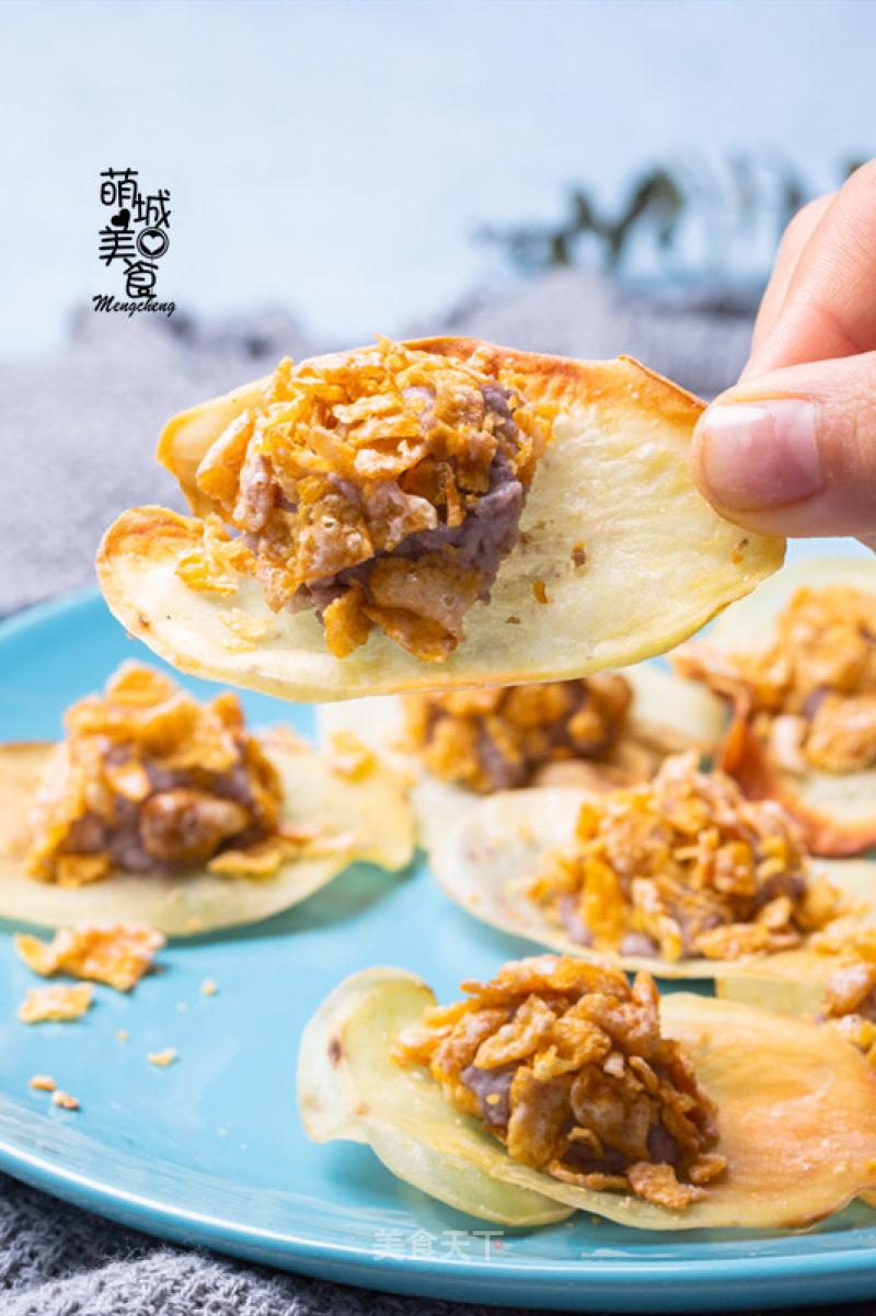 Oil-free Potato Chips Taro Mash Tower recipe
