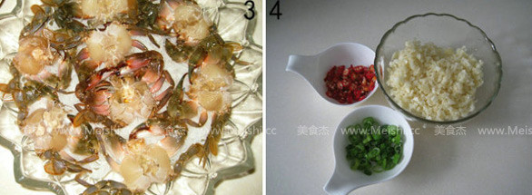 Steamed Crab with Golden and Silver Garlic Vermicelli recipe