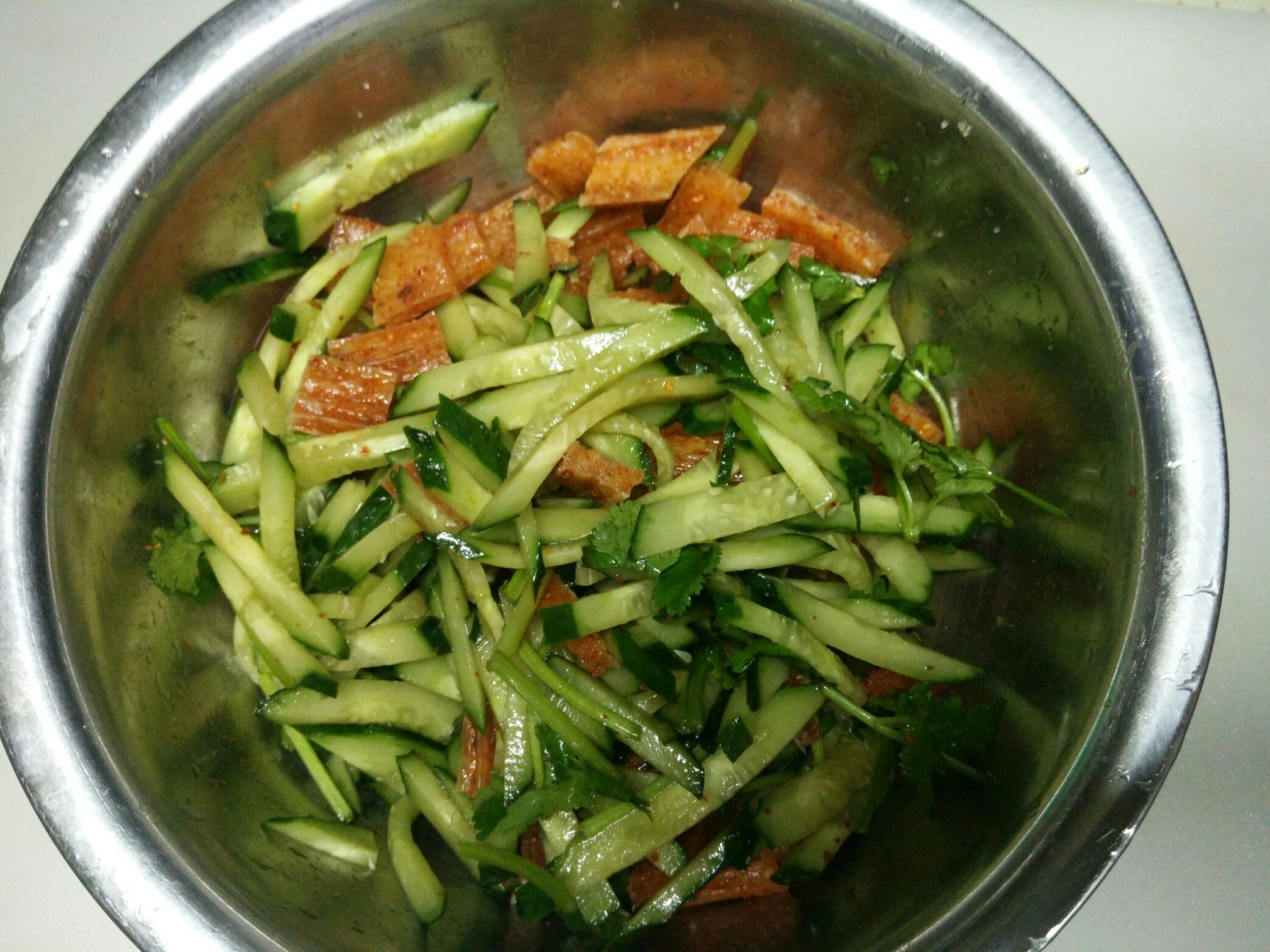 Spicy Strips Mixed with Cucumber recipe