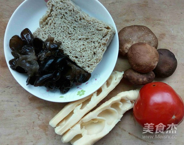 Grilled Mushrooms, Bamboo Shoots and Grilled Bran recipe