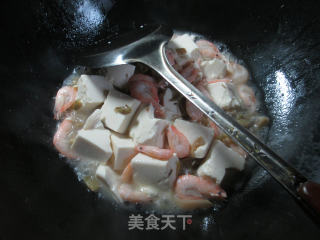 Boiled Tofu with Mustard and White Prawns recipe