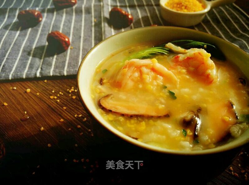 Shrimp Congee with Coarse Grain Vegetables recipe