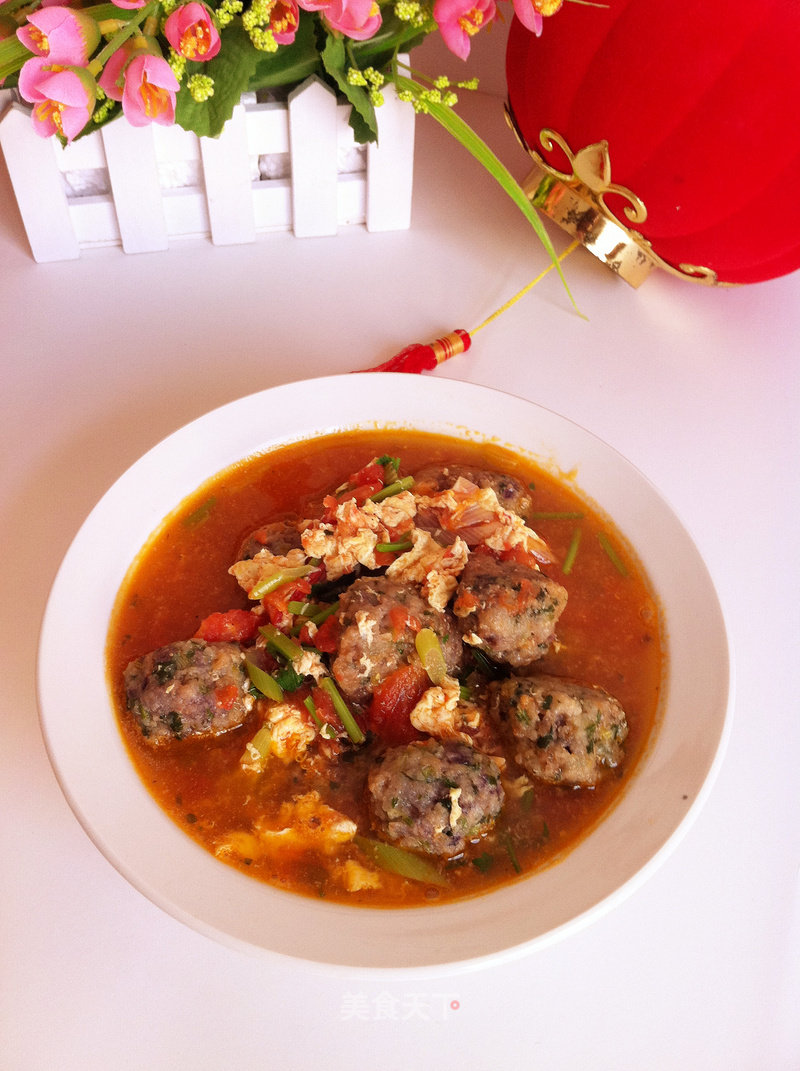 Tomato Soup with Onion Meatballs recipe