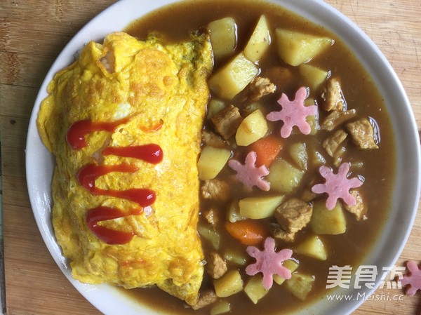 Curry Pork Omelet Rice recipe