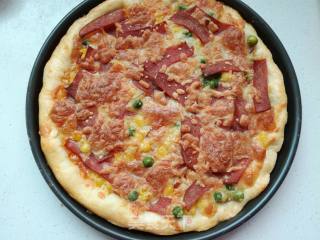 Pea Corn Ham Pizza recipe