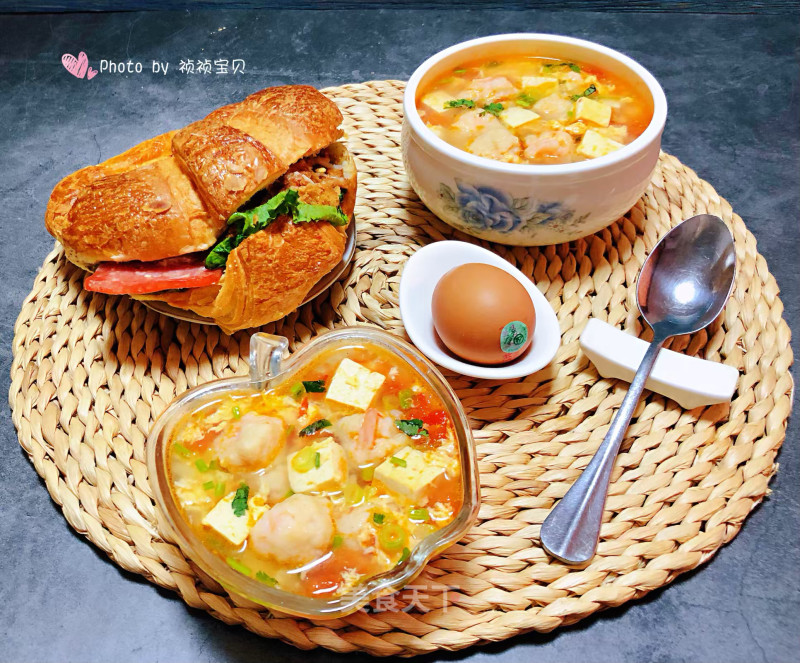 #蛋#shrimp and Tomato Tofu Egg Soup recipe