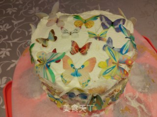 Butterfly Cream Fruit Layer Cake recipe