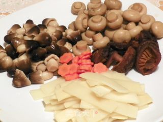Three Mushroom Braised Double Bamboo Shoots recipe