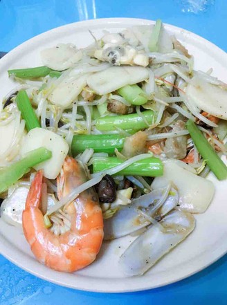 Seafood Fried Rice Cake recipe