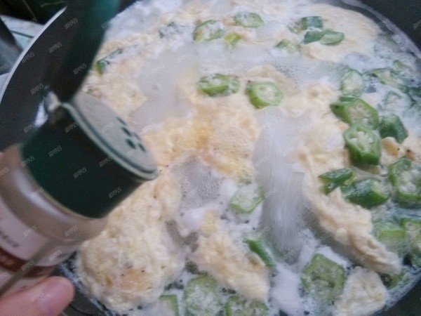 Okra Prawn Rice Egg Drop Soup recipe