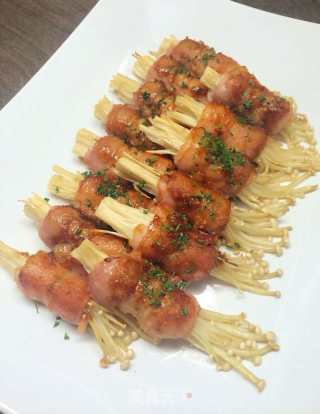 Bacon Roll with Enoki Mushroom recipe