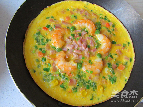 Shrimp and Leek Thick Omelet recipe